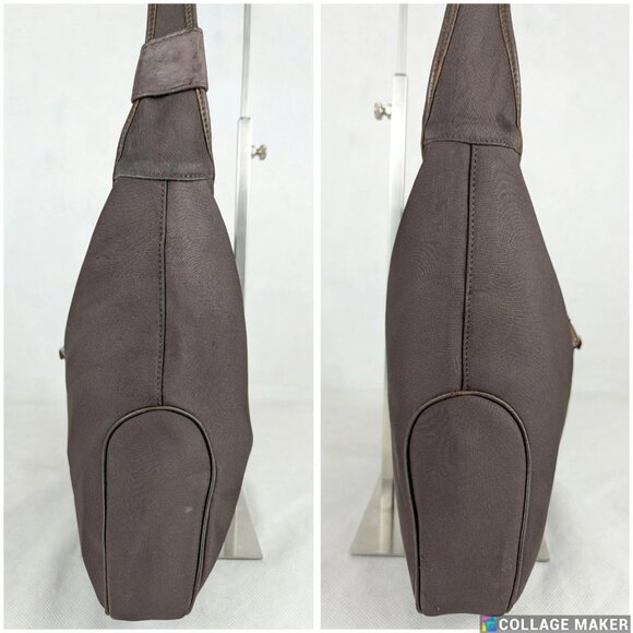 FERRAGAMO Vara Bow Solid Knit Nylon Designer Formal Medium Brown Hobo Charm BAG - Picture 7 of 16